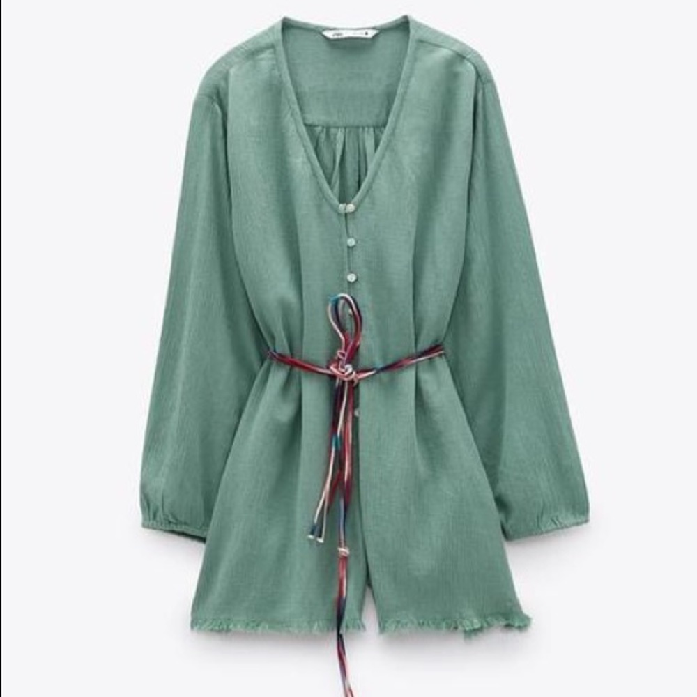 Zara green jumpsuit, size S